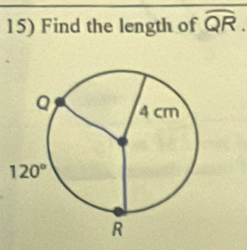 Find the length of widehat QR.