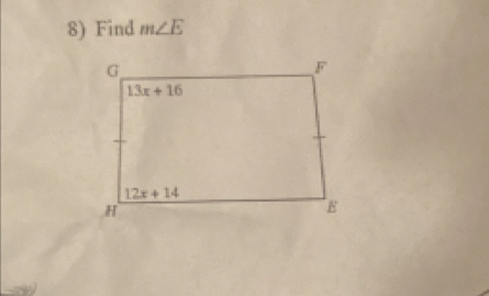 Find m∠ E