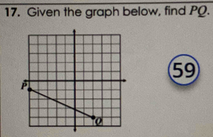 Given the graph below, find PQ.
59