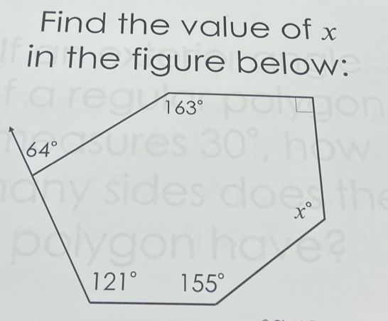 Find the value of x
in the figure below: