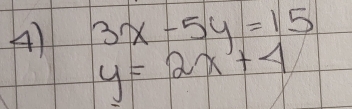 3x-5y=15
y=2x+4