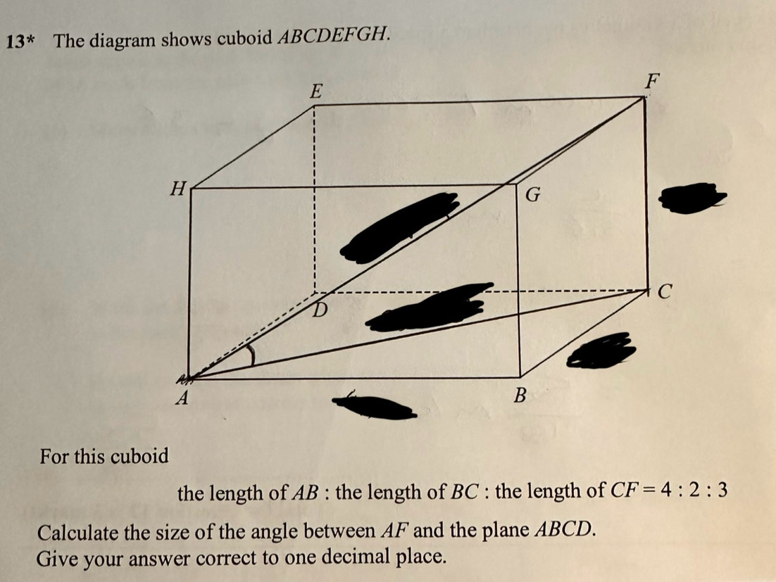Solved: 13^* The diagram shows cuboid ABCDEFGH. For this cuboid the ...