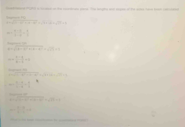 Solved: Quadrilatersl PQRS is lociated on the coordinate plane. The ...