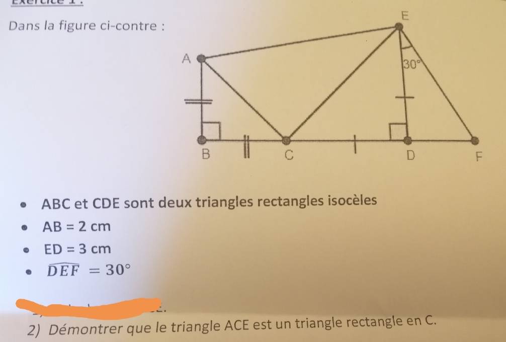 Solved Exerece 1 Dans La Figure Ci contre ABC Et CDE Sont Deux 