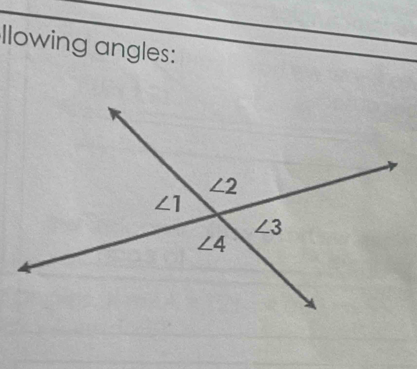 Ilowing angles: