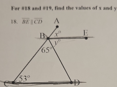 For #18 and #19, find the values of x and y