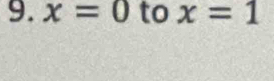 x=0 to x=1