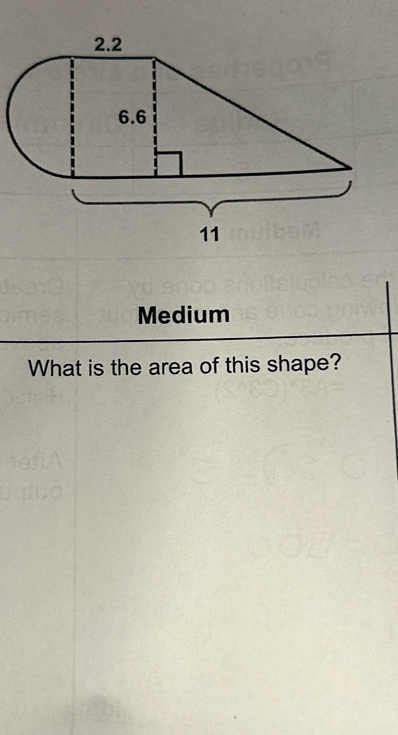 Medium 
What is the area of this shape?