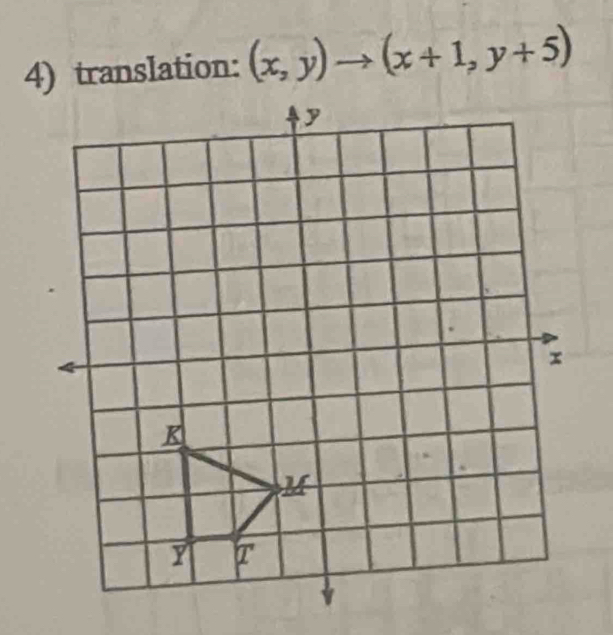 translation: (x,y)to (x+1,y+5)