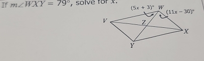 If m∠ WXY=79°