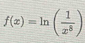 f(x)=ln ( 1/x^8 )