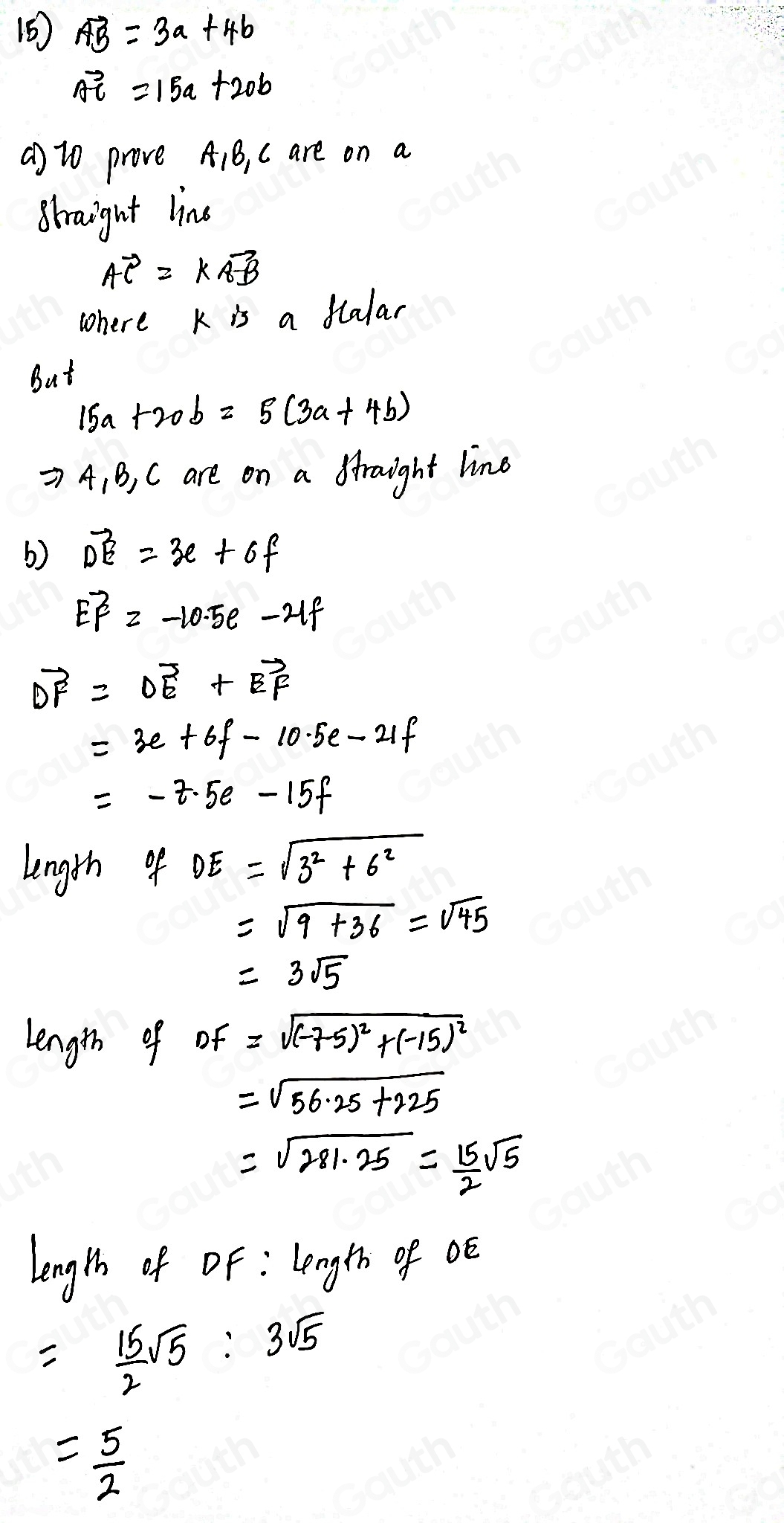 Solved: 15 A, B and C are three points such that vector AB=3a+4b vector ...