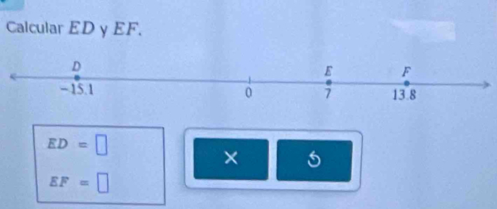 Calcular ED y EF.
ED=□
×
EF=□