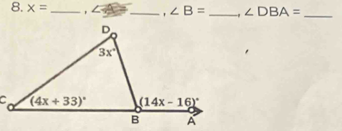 x= __' ∠ B= _-1 ∠ DBA= _