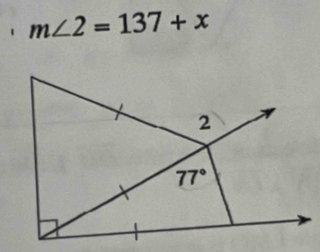 1 m∠ 2=137+x