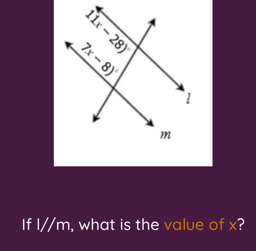 If I//m, what is the value of x?