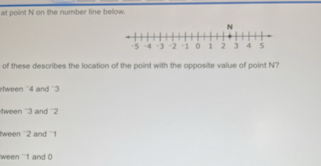 Solved: at point N on the number line below. of these describes the ...
