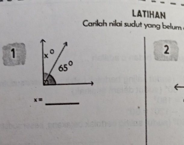 LATIHAN
Carilah nilai sudut yang belum 
1 
2
x=
_