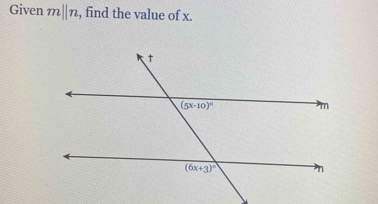 Given m||n , find the value of x.