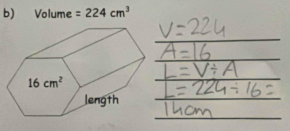 Volume =224cm^3