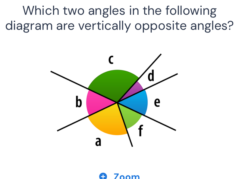 Solved: Which two angles in the following diagram are vertically ...
