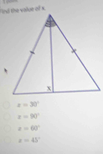 x=30°
x=90°
x=60°
x=45°