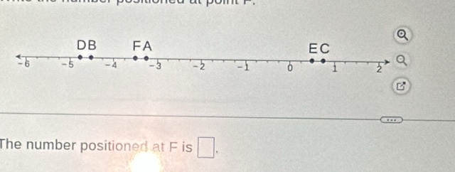 B
The number positioned at F is □.