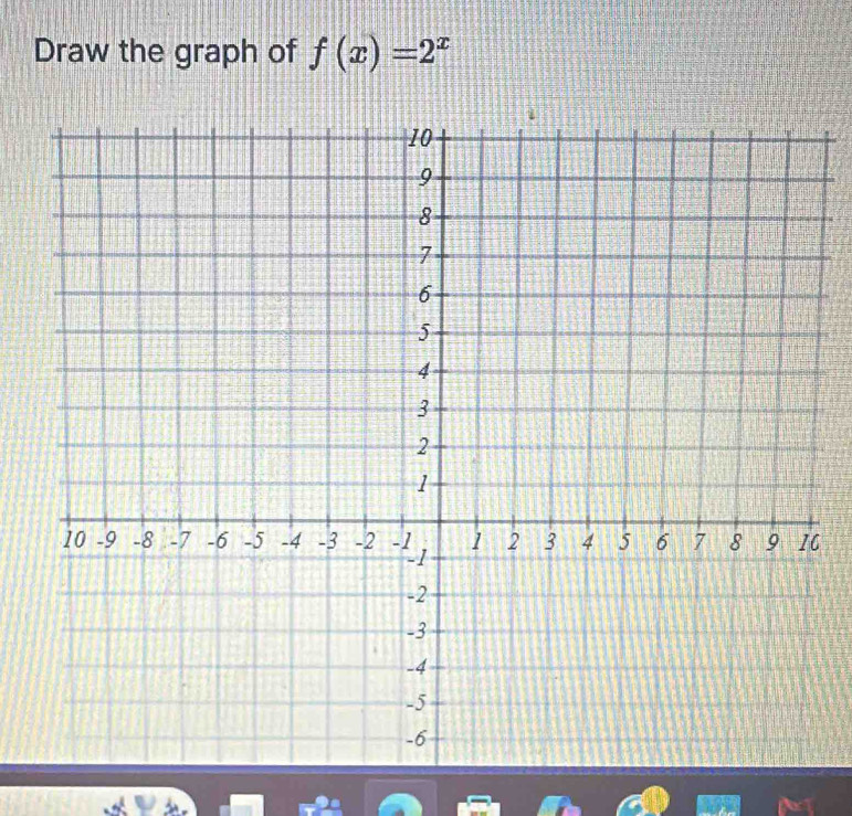 Draw the graph of f(x)=2^x
0