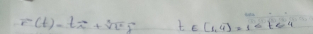 vector r(t)=tvector i+sqrt[3](t^2)widehat j t E[1,4]=1≤ t≤ 4