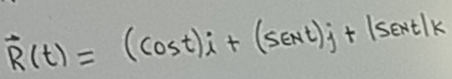 vector R(t)=(cos t)i+(S∈ Nt)j+|Sevt|k