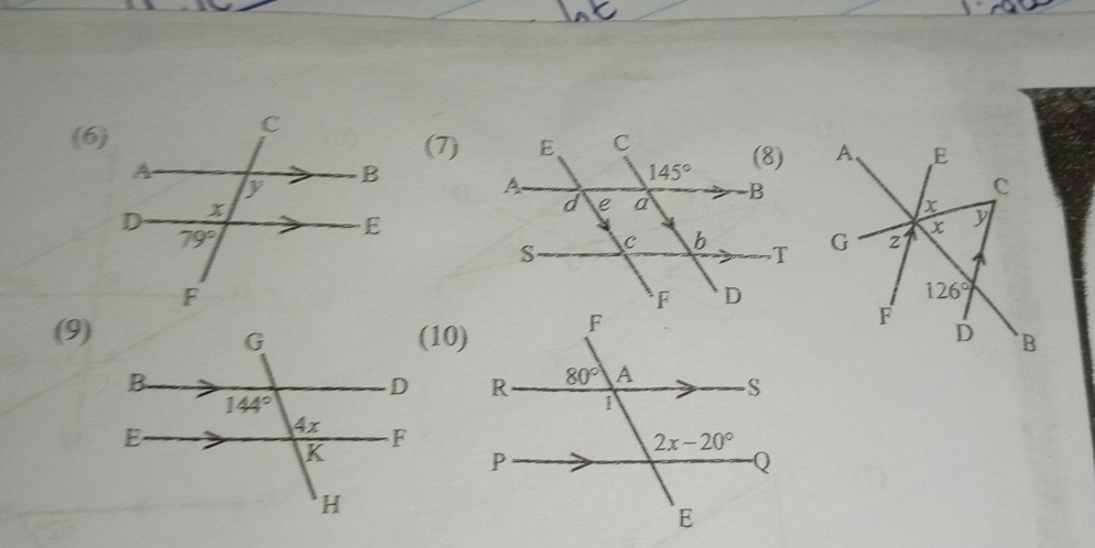 (6)(7)A, E
C
x y
x
G z
126°
(9)(10)
F
D B