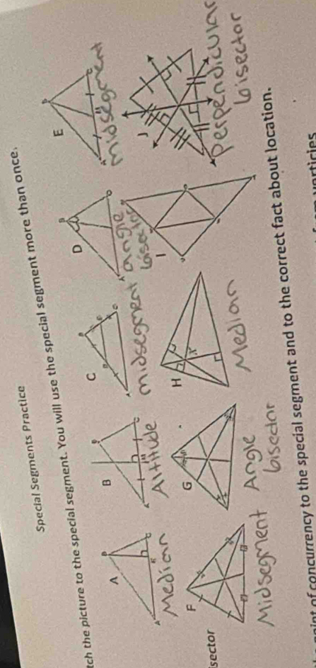 Special Segments Practice 
ch the picture to the special segment. You will use the special segment more than once 

sector 
of of concurrency to the special segment and to the correct fact about location.
