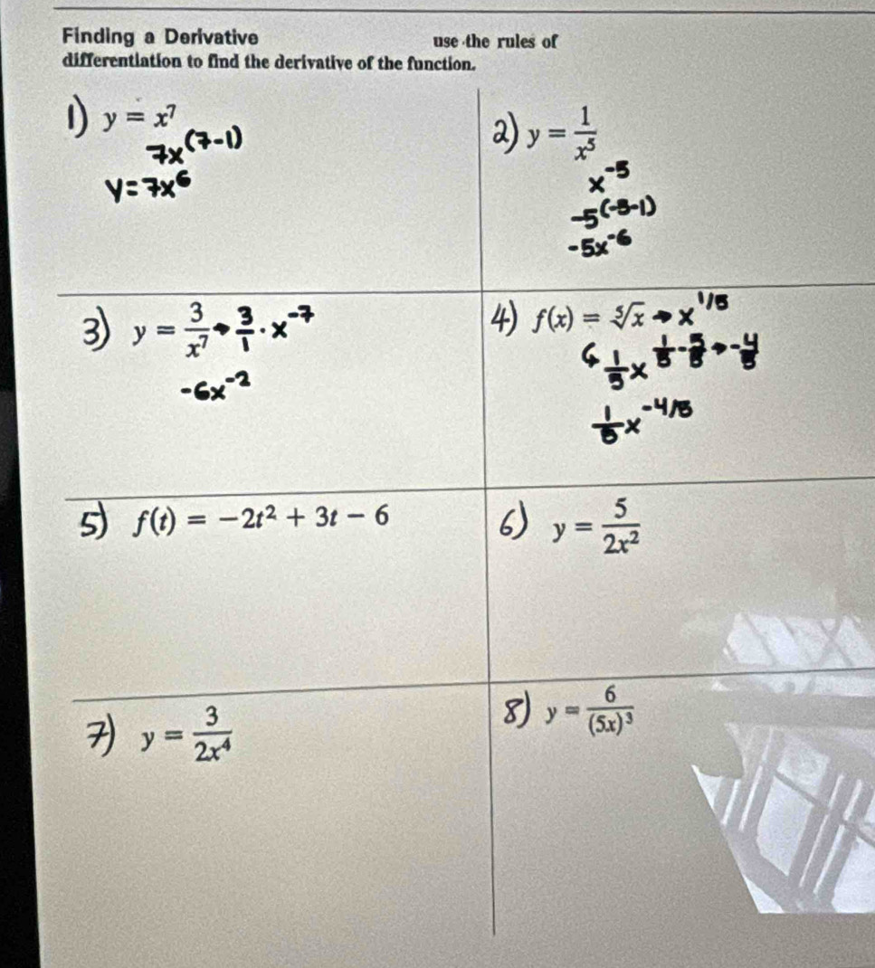 Finding a Derivative use the rules of