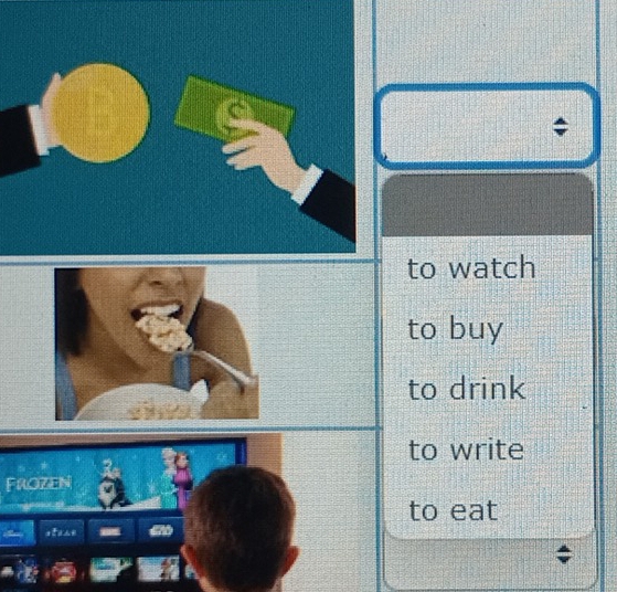 to watch
to buy
to drink
to write
Frozen
to eat