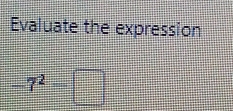 Evaluate the expression
-7^2=□