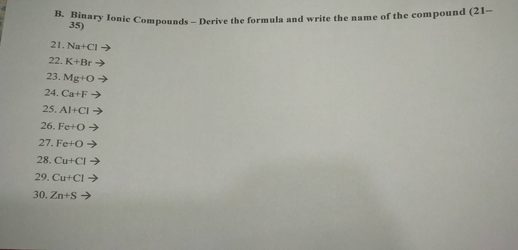 Solved: Binary Ionic Compounds - Derive the formula and write the name ...