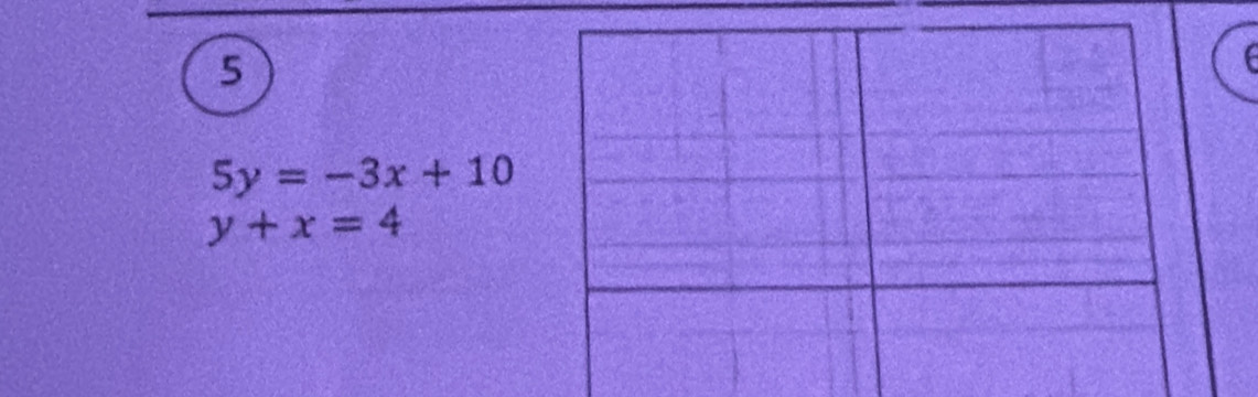 5
5y=-3x+10
y+x=4