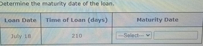 Determine the maturity date of the loan.