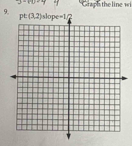 Graph the line wi 
9. D t: (3,2) slo =1/2