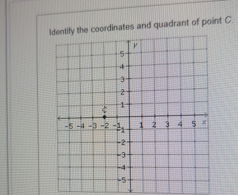 the coordinates and quadrant of point C.