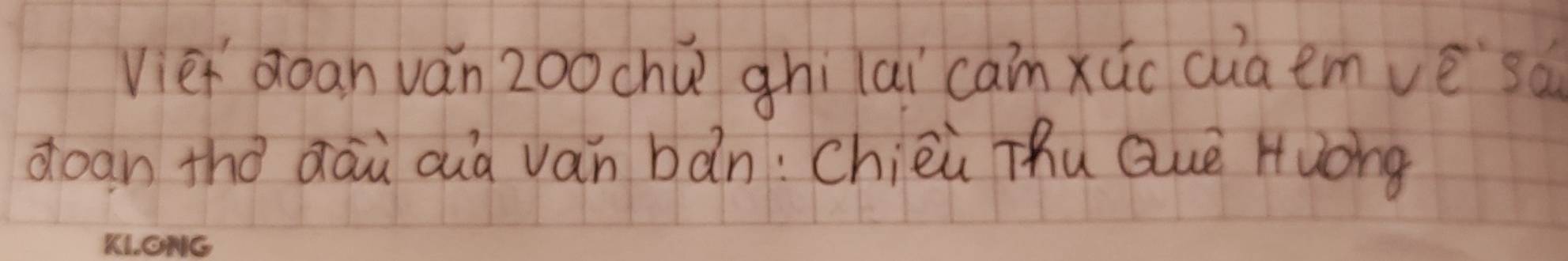 Vier doan ván 2o0chu ghilai can xuc cuaemvèsa 
doan thǒ dāi aià van bǎn: Chièù Thu Què Huòng