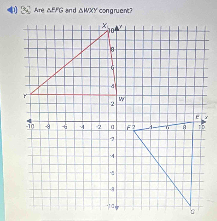 Are △ EFG and △ WXY congruent?