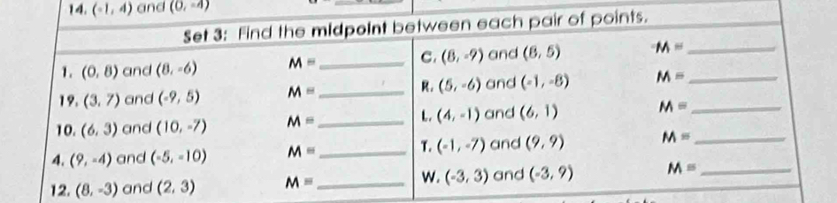 (-1,4) and (0,-4)