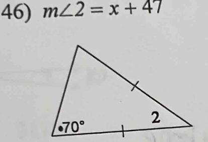 m∠ 2=x+47