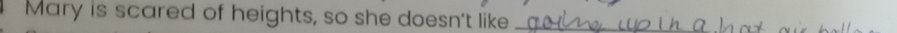 Mary is scared of heights, so she doesn't like_