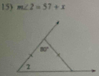 m∠ 2=57+x