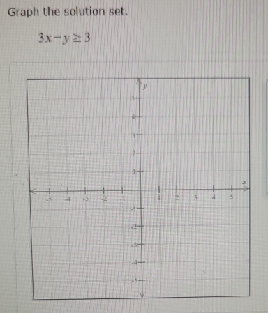 Graph the solution set.
3x-y≥ 3