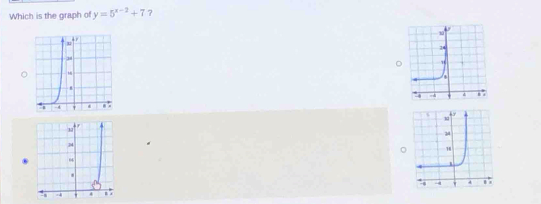 Which is the graph of y=5^(x-2)+7 ?