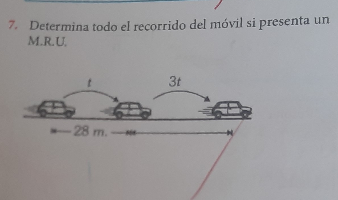 Determina todo el recorrido del móvil si presenta un 
M.R.U.