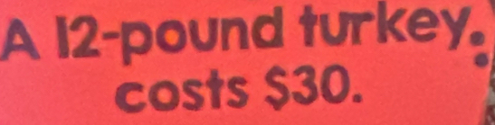 A 12-pound turkey. 
costs $30.